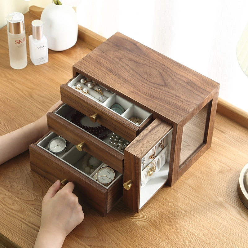 Four-Drawer Walnut Jewel Case